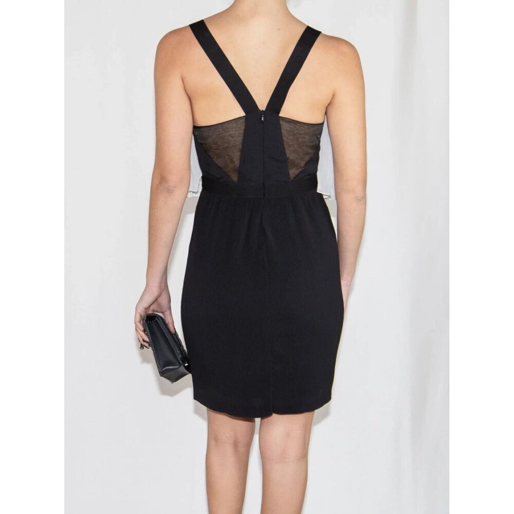 Sandro Black White Pleated Plisse‎ Mini Dress Size 1 - Picture 3 of 12